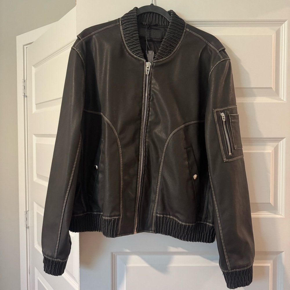 NEW! BlankNYC Distressed Faux Leather Bomber Jacket